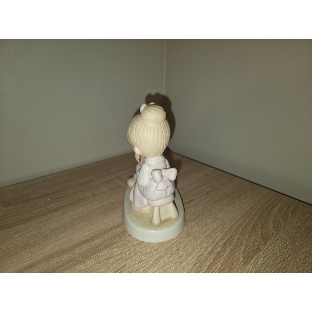 Precious Moments Love Is Patient Figurine 1982 Boy Girl Chalkboard E-9251 Enesco - Picture 4 of 5